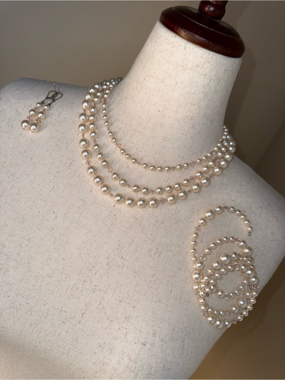 Classic Ivory Pearl Multi-Strand Necklace Set.
